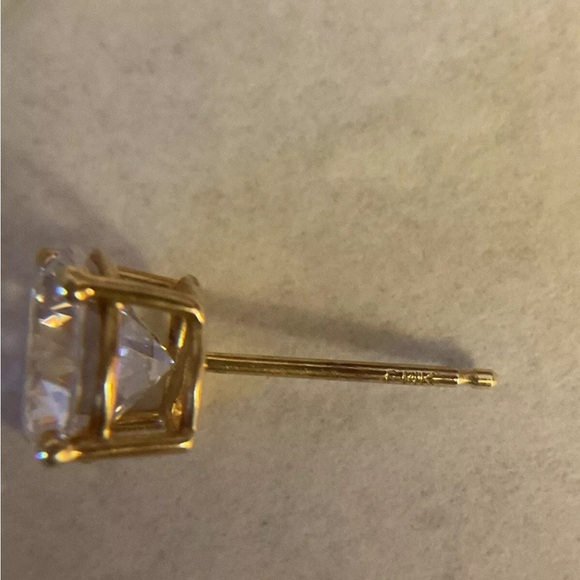 Vintage 14k Yellow Gold CZ SINGLE (ONE) Stud Earring 0.67g - Picture 5 of 9